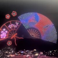 倉敷市児島稗田八幡宮 越年祭 空中ドローンショー