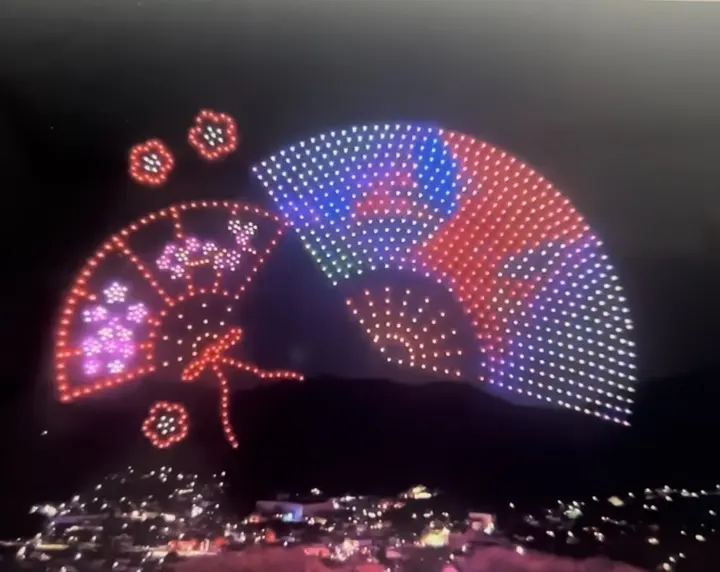 倉敷市児島稗田八幡宮 越年祭 空中ドローンショー